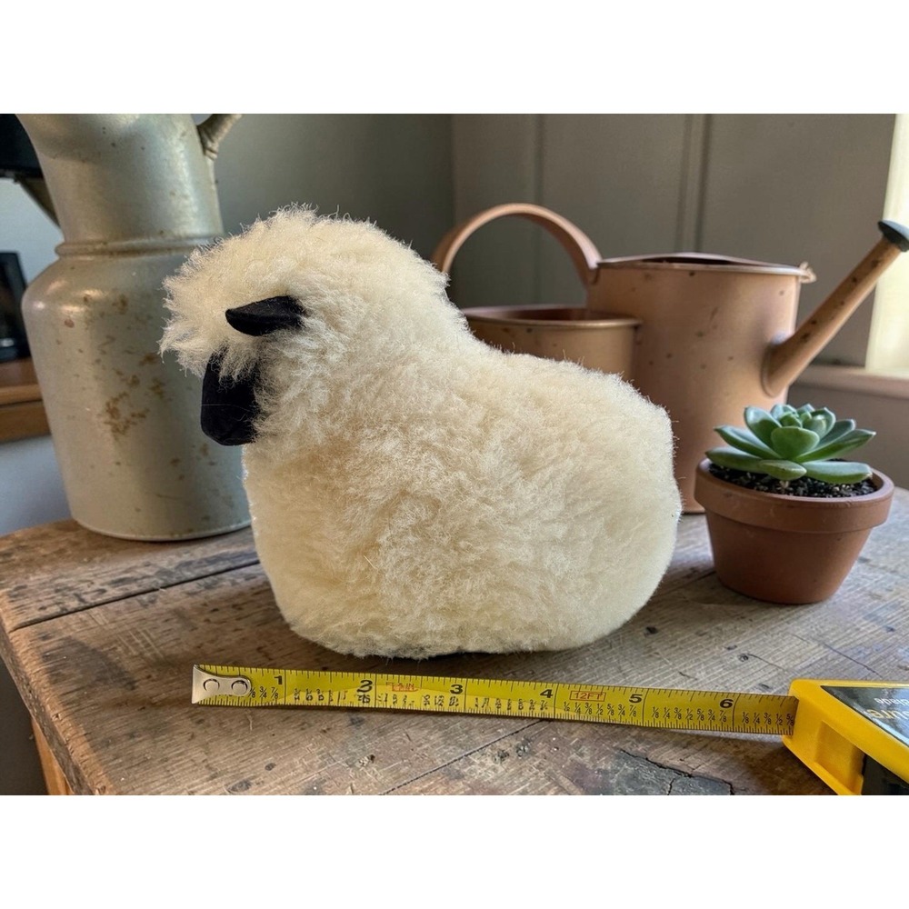 New Wool Pile Stuffed Sheep Plush Toy Collectible Pure Wool Animal Plush Item - Picture 2 of 10
